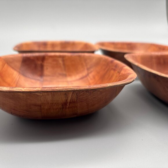 Vintage Parquet Wood Square Bowls Set | Mid Century | Set of 4 - Picture 8 of 10